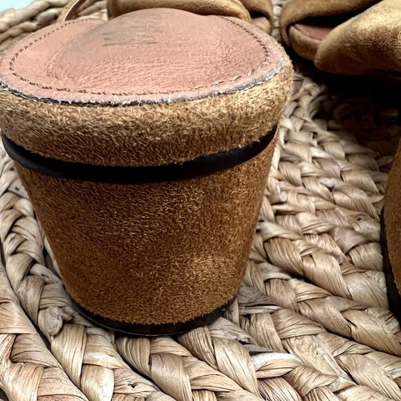 Miim Brown Genuine Leather Suede Square Toe Sandal Size 10 - Picture 8 of 10